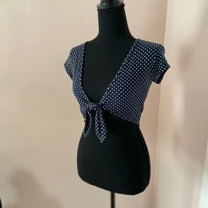 Navy blue polkadot crop top